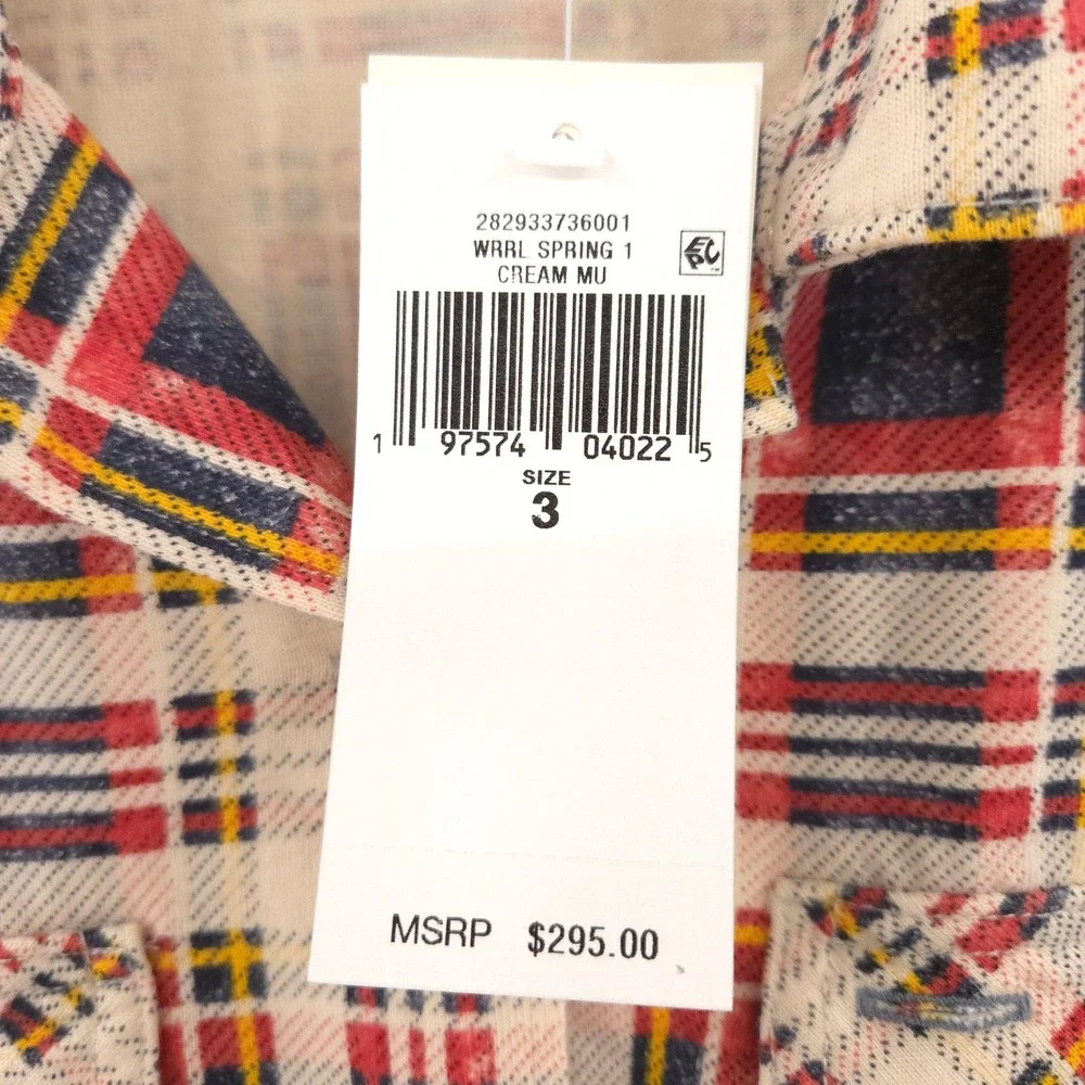 RRL Double Ralph Lauren Plaid-print jersey camp Shirt Womens 3 (US6) NWT $295 - Picture 8 of 13